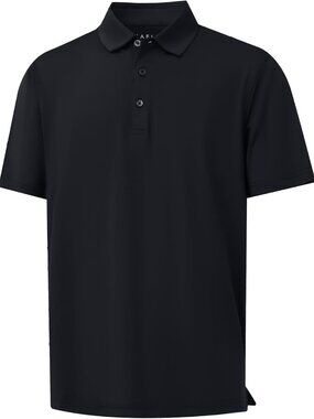 Men B- Black Dry Fit Polo Shirt Color Block Chest Print Moisture Wick